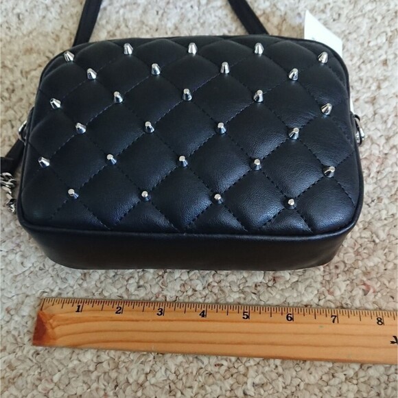 RM Rebecca Minkoff diamond quilted  with studded crossbody in black - Picture 9 of 12